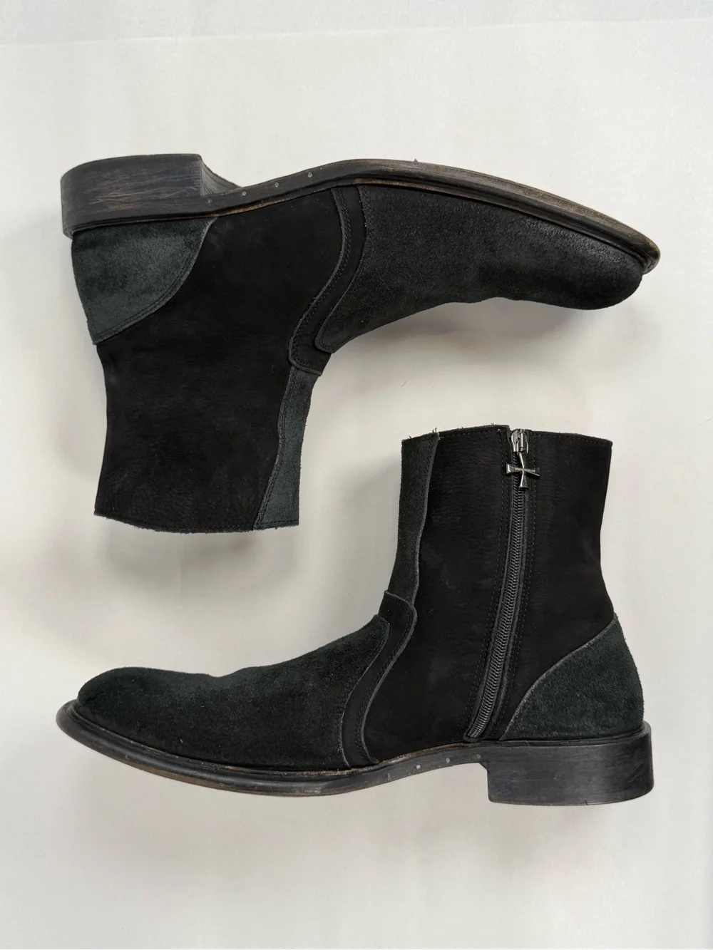 Men's Vintage MARK NASON Cross Boots Size 10.5 Black Zip Suede Made In Italy